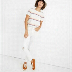 MADEWELL 9" Mid-Rise Skinny in Pure White Distressed Jeans